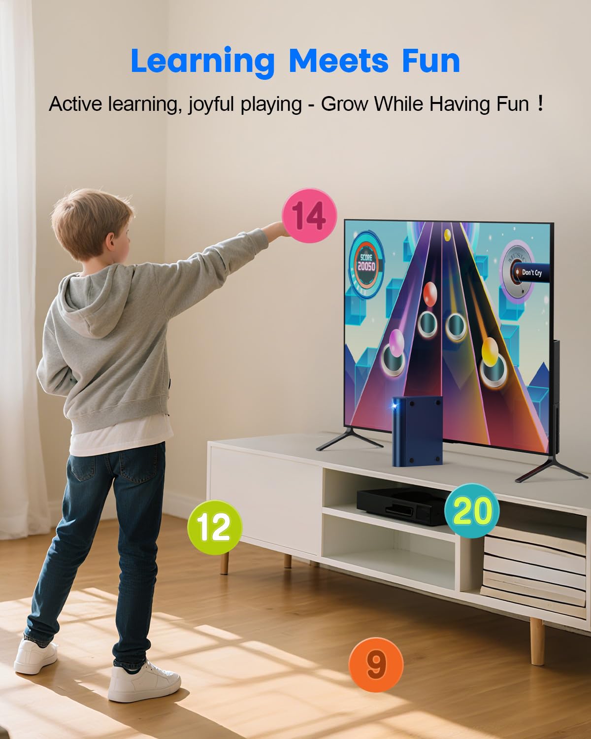 MetFut AR Motion Gaming Console for Kids: Learning & Active Play Game System for Enhanced Logic & Coordination & Fitness. Video Game System with Adjustable Camera. (Navy Blue)