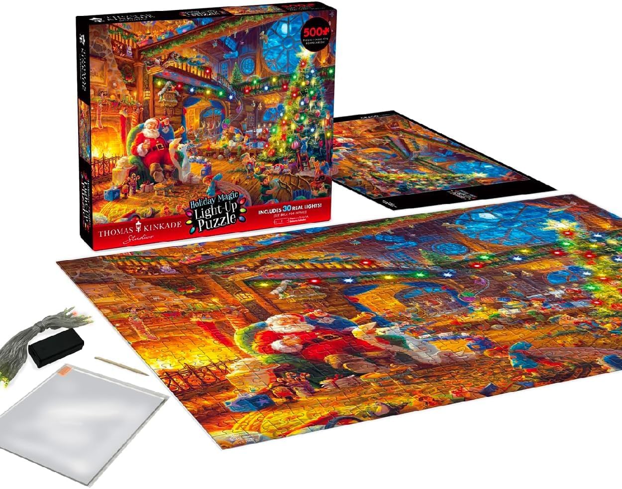 Ceaco - Thomas Kinkade - Santa's Workshop - Holiday Magic - Light Up Puzzle - 500 Piece Jigsaw Puzzle
