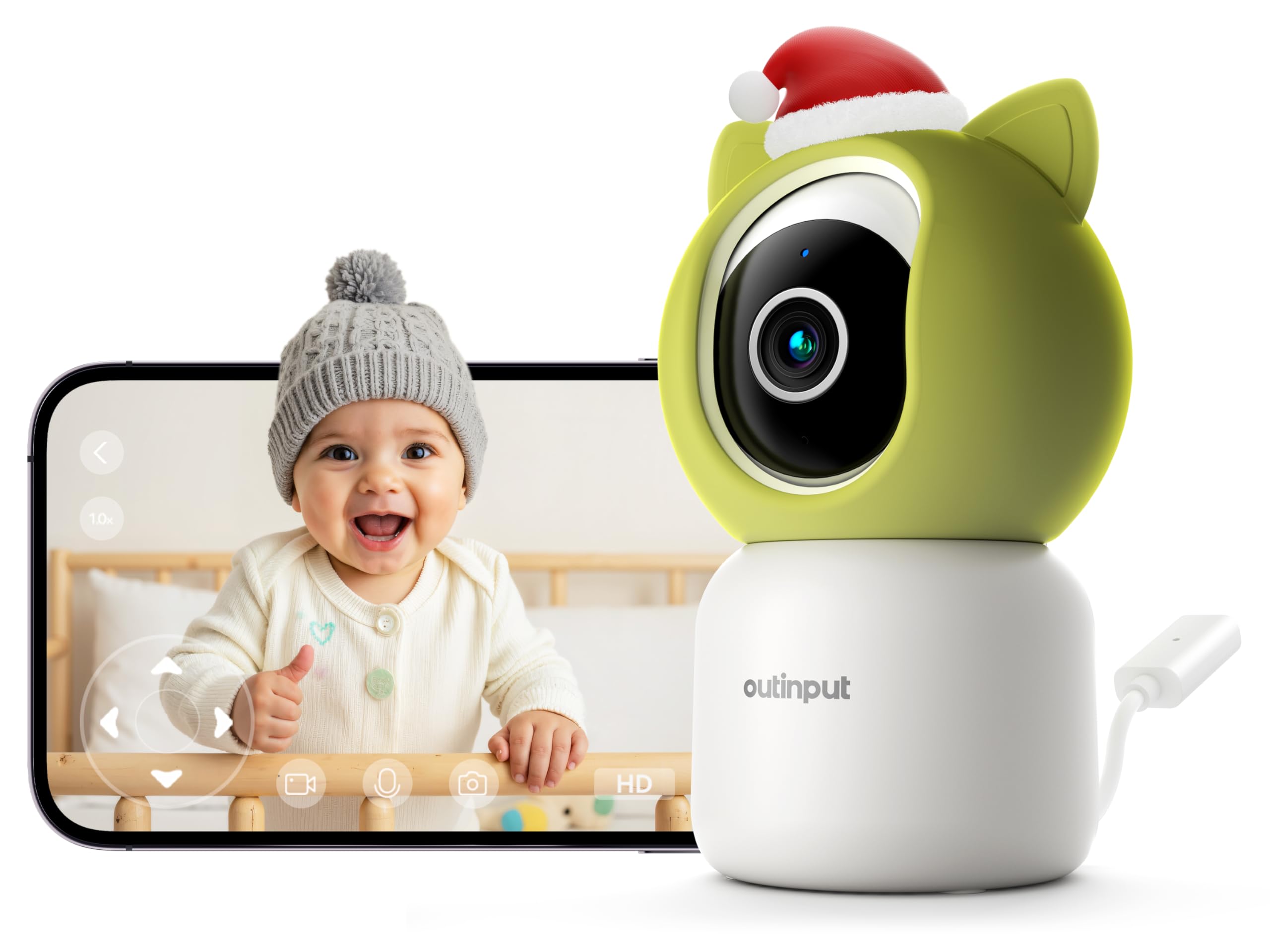 2K 4MP Baby Monitor Telecamera WiFi Interno 355°, APP Controllo, Luce Notturna Calda, Visione Notturna, Audio Bidirezionale, Promemoria Allattamento, Promemoria Temperatura e Umidità, Ninne Nanne