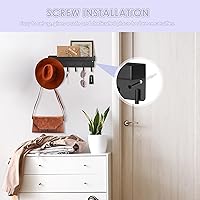 Vista 3 de VIS'V Soporte para llaves de pared, soporte adhesivo compacto para llaves con bandeja, 6 ganchos, 2 opciones de montaje, negro