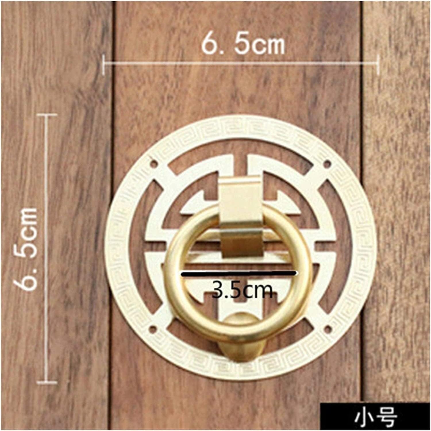 Door Knocker Hand Ring Hollow Out Carving Copper Ring Handles Vintage Cabinet Kitchen Pull Handle Wooden Door Knob Knocker Brass Drawer Pulls Door Knocker (Size : 6.5cm)