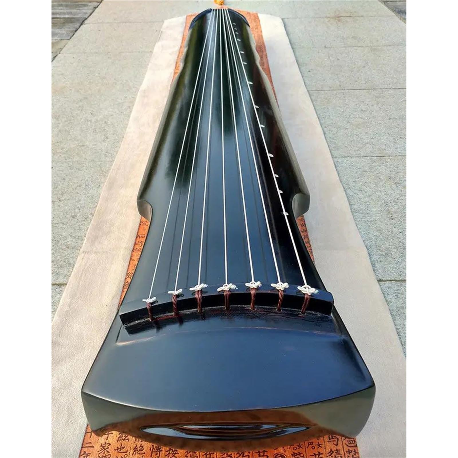 Handgemachtes Guqin 7 Saiten Paulownia Guqin 123cm Mit Zubehör Traditionelle Musikinstrumente(Black set b)