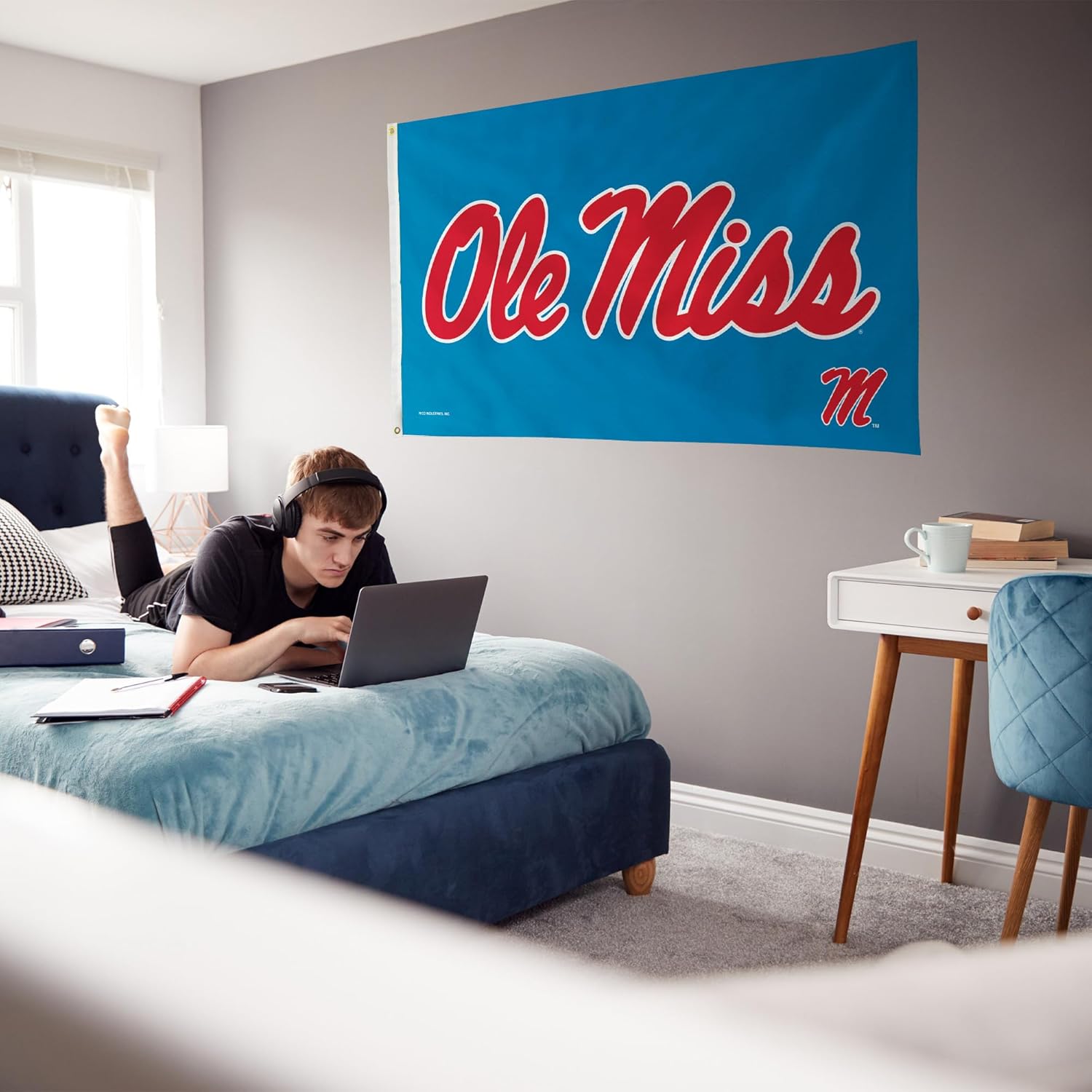 Rico Industries NCAA University of Mississippi - Ole Miss Exclusive-Blue 3' x 5' Banner Flag Single Sided - Indoor or Outdoor - Home Décor