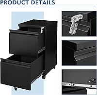 Vista 57 de Archivador vertical de 2 cajones con cerradura de metal, archivador vertical de metal, para oficina y hogar, archivadores verticales de acero