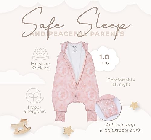 Miniatura 4 de Nyte Nyte Baby Saco de dormir de bambú beige con pies, saco de dormir para bebé de 12 a 18 meses, saco de dormir para niños pequeños para caminar