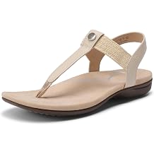 DREAM PAIRS Womens Arch Support T-Strap Sandals Comfortable Orthotic Flat Sandals Thong Sandals for Casual Summer Walking