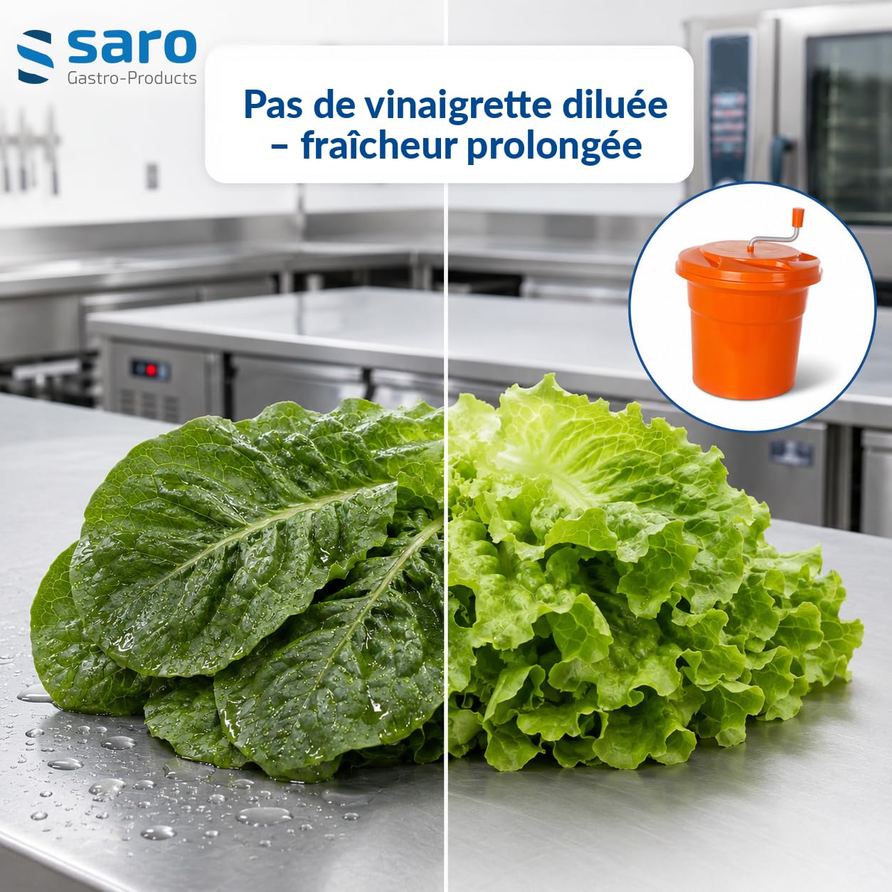Saro - Rena 121 Essoreuse à Salade, 12 l, Ø 330 mm, Mécanisme en Plastique Résistant aux Chocs, Passe au Lave-Vaisselle, Base Antidérapante