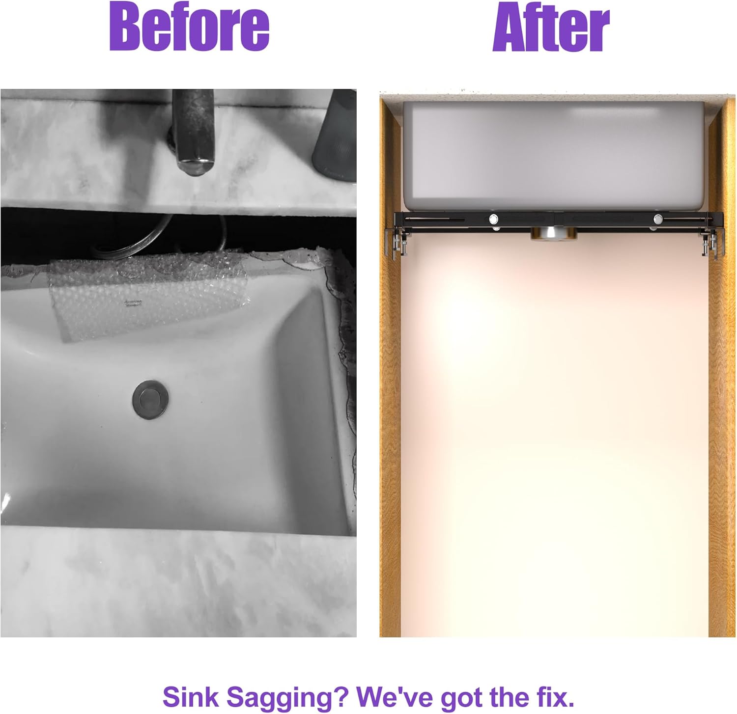 Undermount Sink Brackets, Adjustable Undermount Sink Support, Heavy Duty Under Sink Mounting Brackets Installation for Sink Reinforcement (28.15-39.7 inches) Black