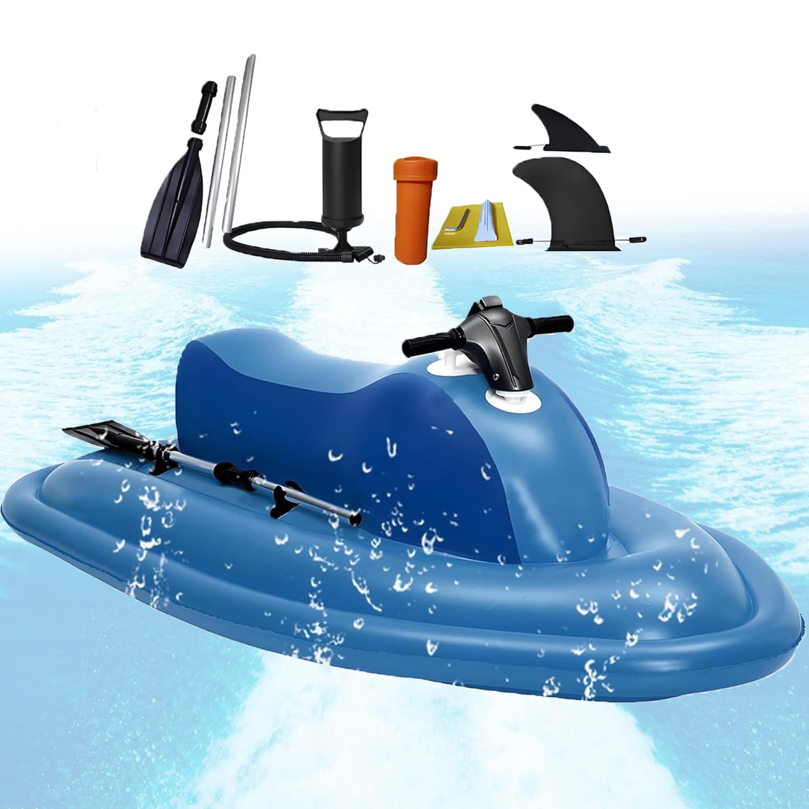 2-Person Motorized Inflatable Jet Boat for Adults, Electric Water Scooter Motorboat with Optional Scooter | Dual-Fin Safety Design | 10-Speed Control & 130Min Runtime | Pool Lake Ocean Nothruster
