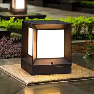 PTOUG Modern Outdoor Post Lights for House, Outdoor Fence Column Light with Acrylic Shade Black Finish, IP55 Waterproof Aluminum Square Pillar Lights Outdoor for Porch, Doorway, Front Yard