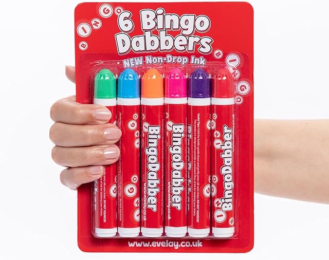 Foto 3 de 8 de evelay Bingo Dabbers - Rotuladores de colores mixtos para juegos de boletos de bingo (paquete de 24)
