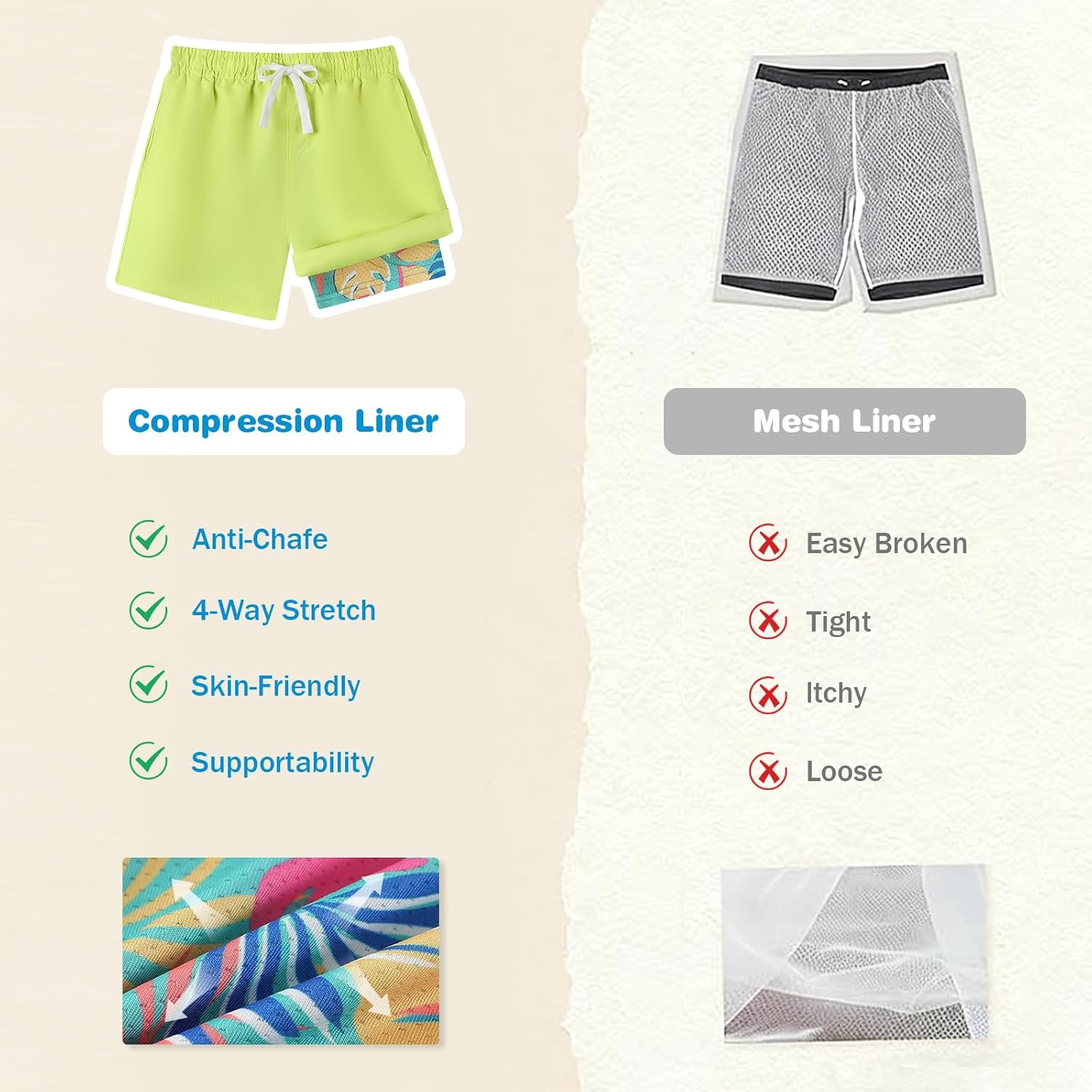 westwolf 6-18T Boys Swim Trunks for Teen 2 in 1 Bathing Suits Board Shorts with Compression Liner - Image 3