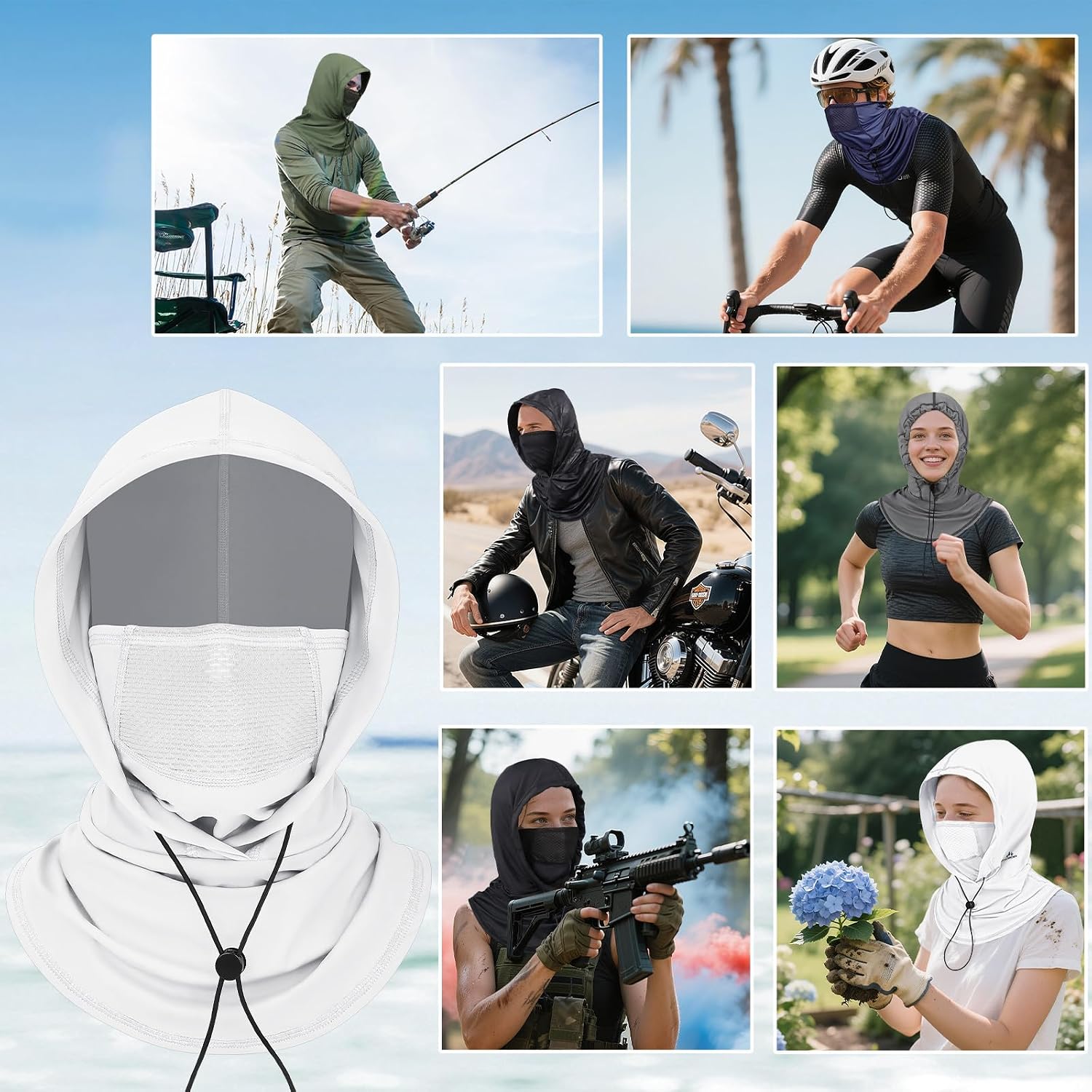 GXCROR Cooling Breathable Balaclava Face Mask Sun UV Protection Hood Shiesty Mask for Cycling Fishing Running