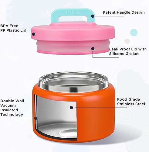 Miniatura 3 de MAISON HUIS Tarro térmico térmico de 8 onzas con aislamiento al vacío para sopa de boca ancha, termo de acero inoxidable a prueba de fugas para