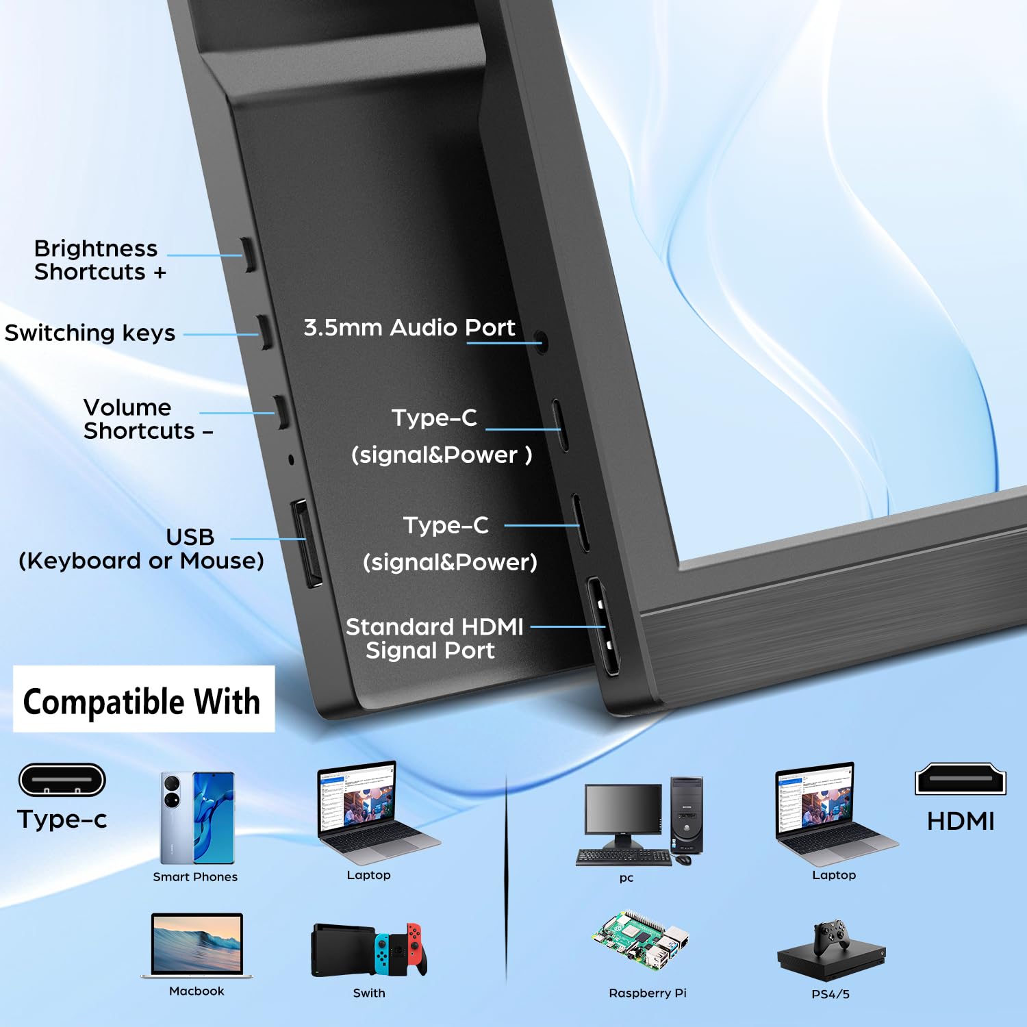 Amazon.co.jp: モバイルモニター 13.3インチ Kenowa 小型モニター HD
