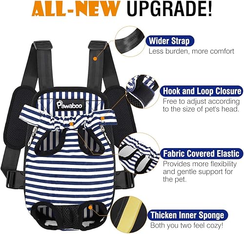 Miniatura 8 de Pawaboo - Mochila para perros y gatos pequeños y medianos, cachorros, ajustable, se puede llevar en el pecho, con abertura para patas, para viajes,