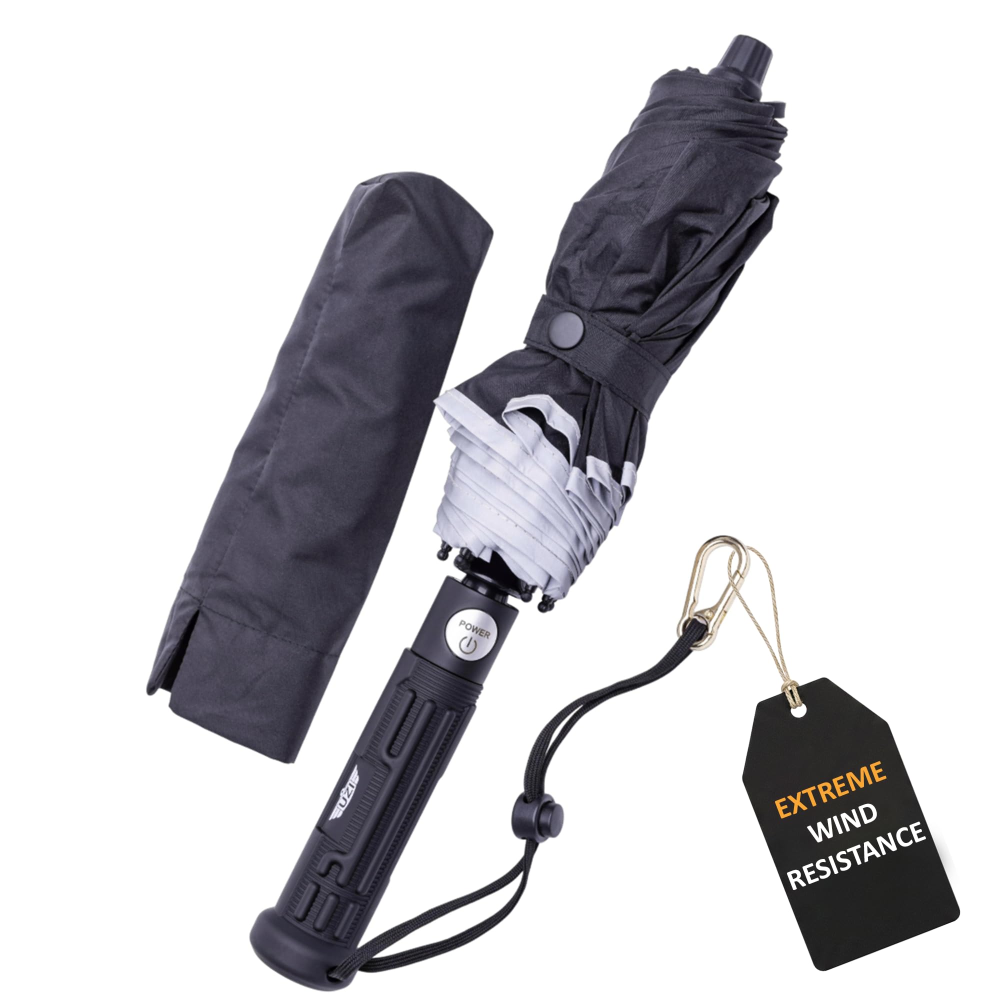 Uzi Tactical Self Defense Umbrella – Windproof Unbreakable Fiberglass with Carbide Tip - Lightweight, Large, Portable, Travel Umbrella for Men & Women – Combat-Ready for Rain, Snow & Wind