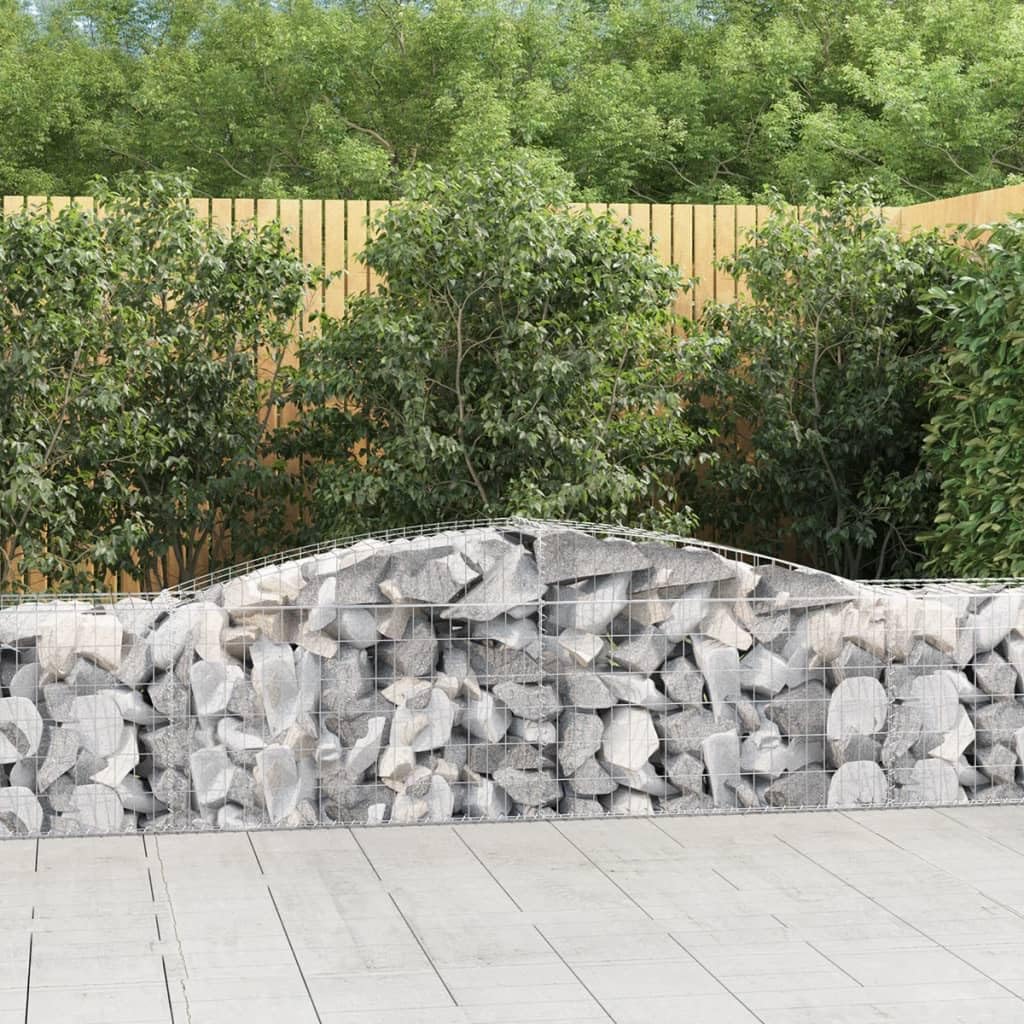 Gabionenkorb 9er Set Gabionenwand Bogen 400x50x60/80 cm Silber
