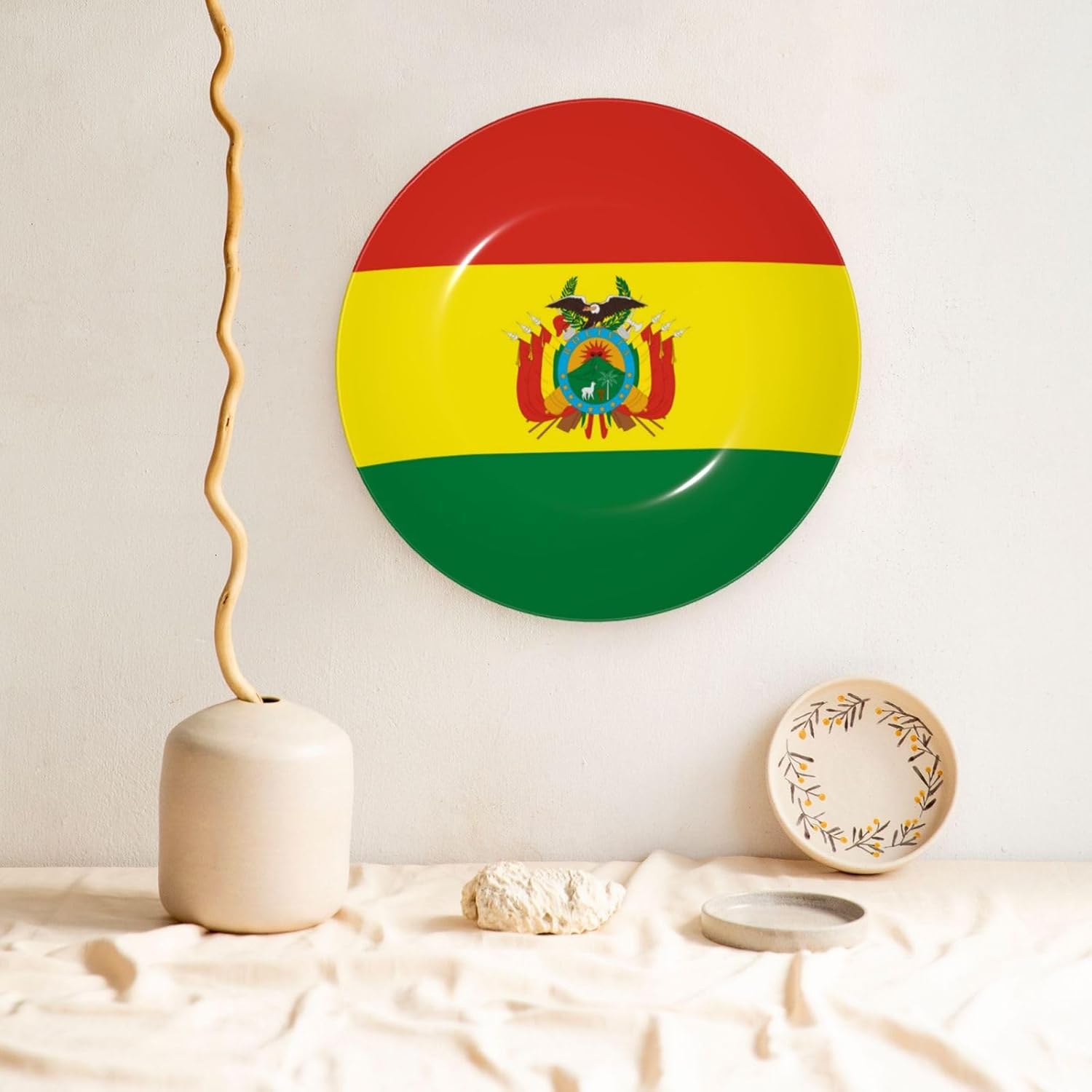 Bolivia-Flag 10 Inch Decorative Plate With Stand, Elegant Display Wall Plate For Home Decor