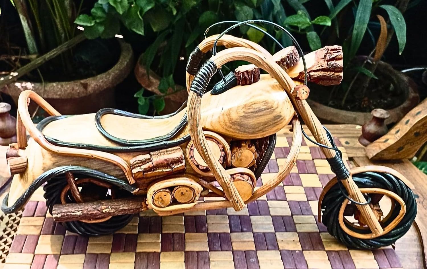 Wooden Super Bike Motor Cycle Model Showpiece 18 inch Upcycle Hand Crafted Miniature Superbike by Expert Artisans