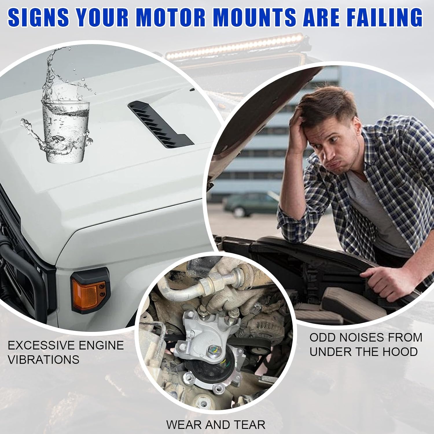 Front Left and Right Engine Motor Mount Kit Compatible with 2005-2019 Ford Mustang 3.7L 4.0L 4.6L 5.2L Replacement for OE# A5523 3250 EM-4029 6R3Z6038A BR3Z6038B BR3Z6038E丨Set of 2