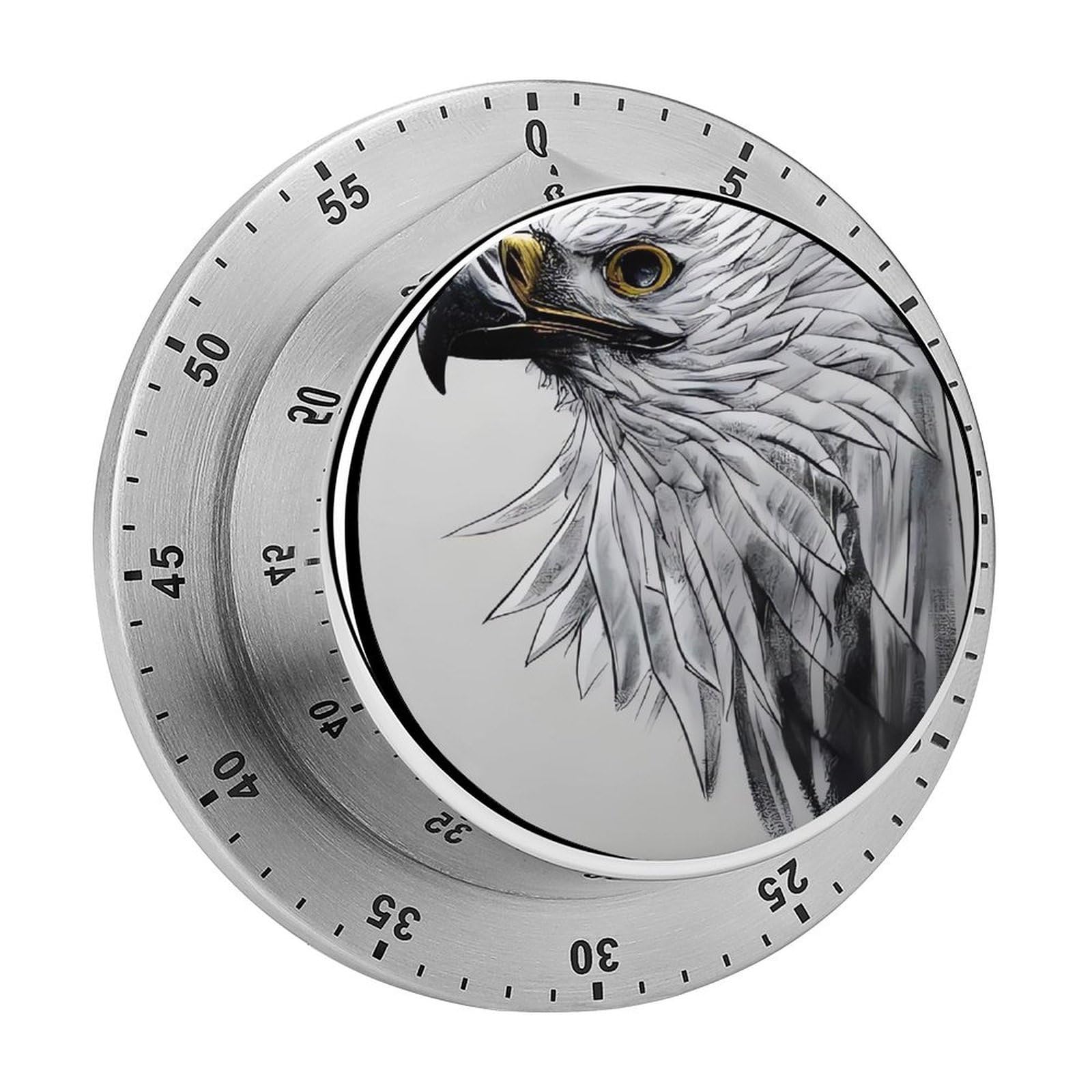 Adfgyerh Style Sketching An Eagle Timer For Cooking, Kitchen Timer Magnetic No Batteries Required, Mechanical Timer With Loud Alarm, For Fitness Baking Exercise Oven