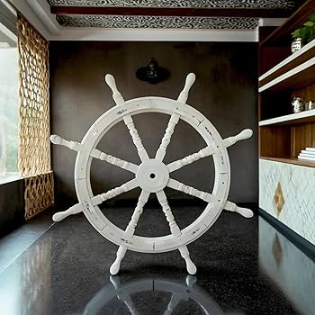 木製 舵輪 操舵輪 全長93cm ☆アンティーク 操舵輪 木製 オブジェ 舵 船舵☆
