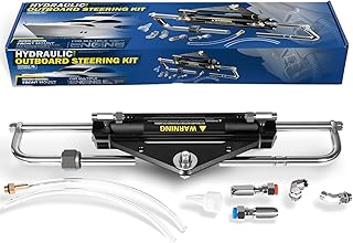 150HP Hydraulic Outboard Steering Kit with Front Mount HC4645H Cylinder, Fits for Yamaha Single Outboard up to 150HP, Marine Boat Hydraulic Steering System with Two-Way Lock Valve and ORB Fittings
