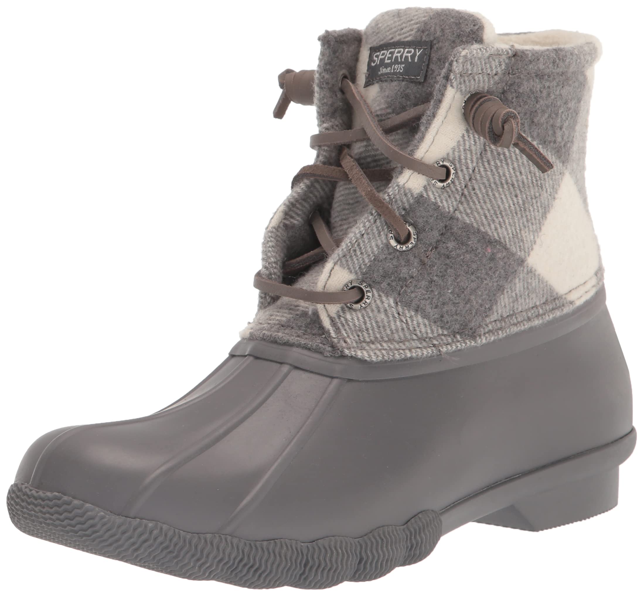Sperrywomens Saltwater Cozy Fashion Boot Grey Plaid Wide