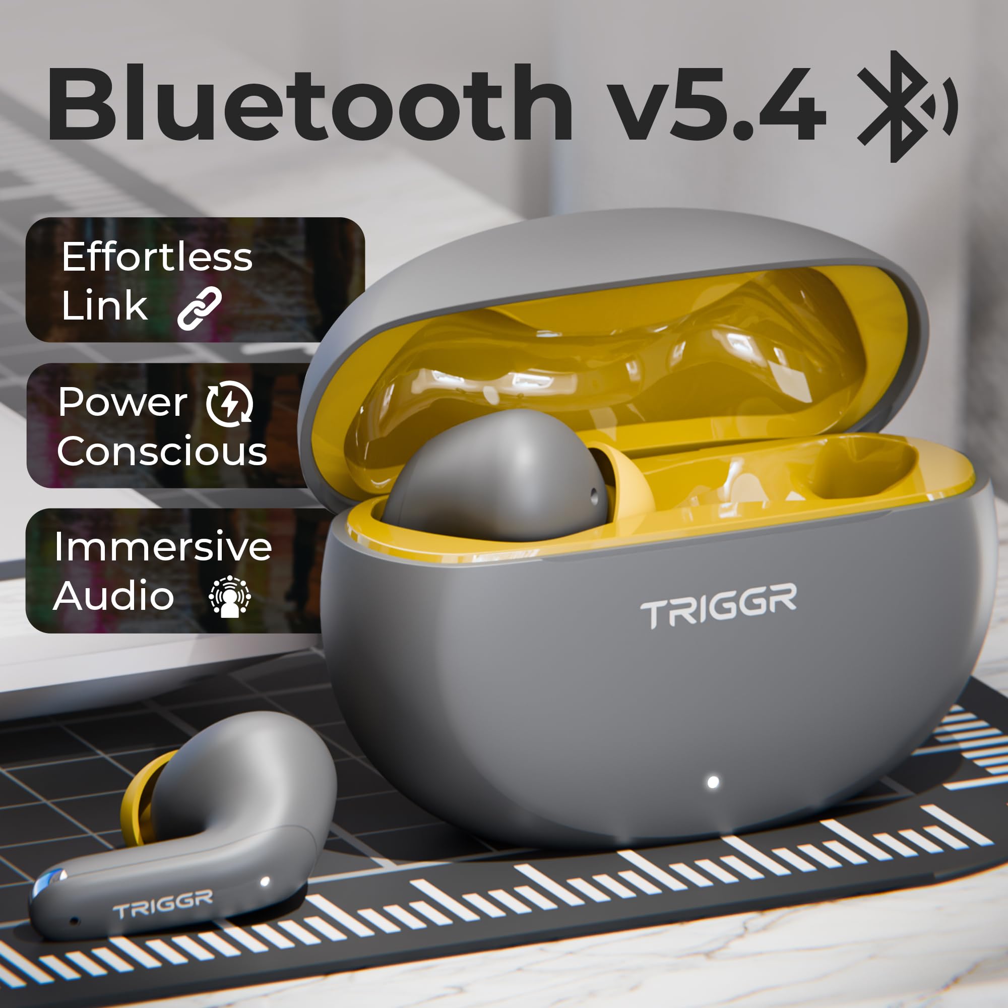 TRIGGR Ultrabuds N3 with Crisp Calling, 50H Playtime, 13mm Drivers, BassXpand Bluetooth (Canary Smoke, in The Ear) — Amazon image 7