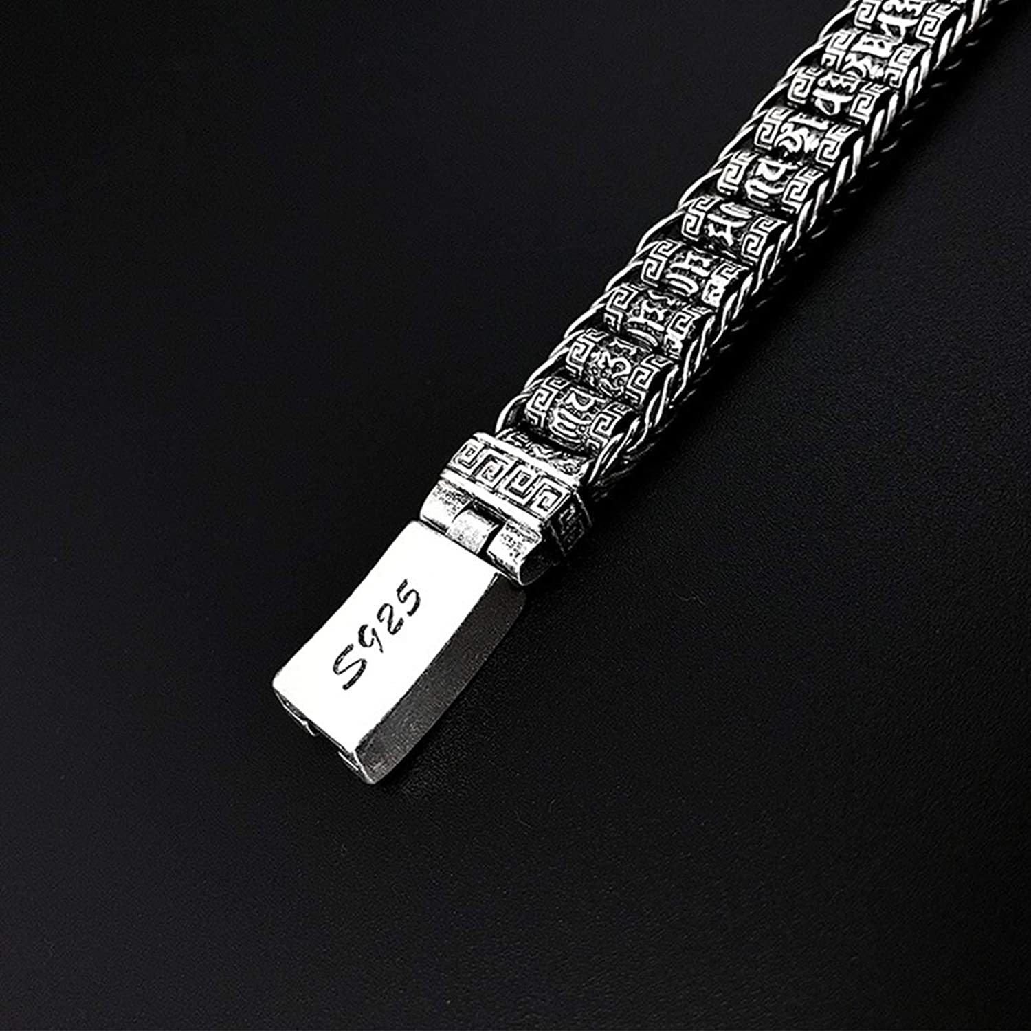 LYGXWJFC 925 Silber Armband Herren Retro Weben Buddhistisches Vajra Armband Personalisierter Schmuck Für Männer Armband Für Männer Junge Vater (Größe: 22 cm/8,66IN)
