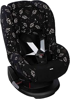 Dooky - Sitzbezug für Kindersitz Leaves Schwarz - Sitzschale, Kindersitzunterlage, Sitzschoner - Altersgruppe 1+ 9-18 kg - 3&5 Punkt Gurtsystem - Universal Passform - Baumwolle