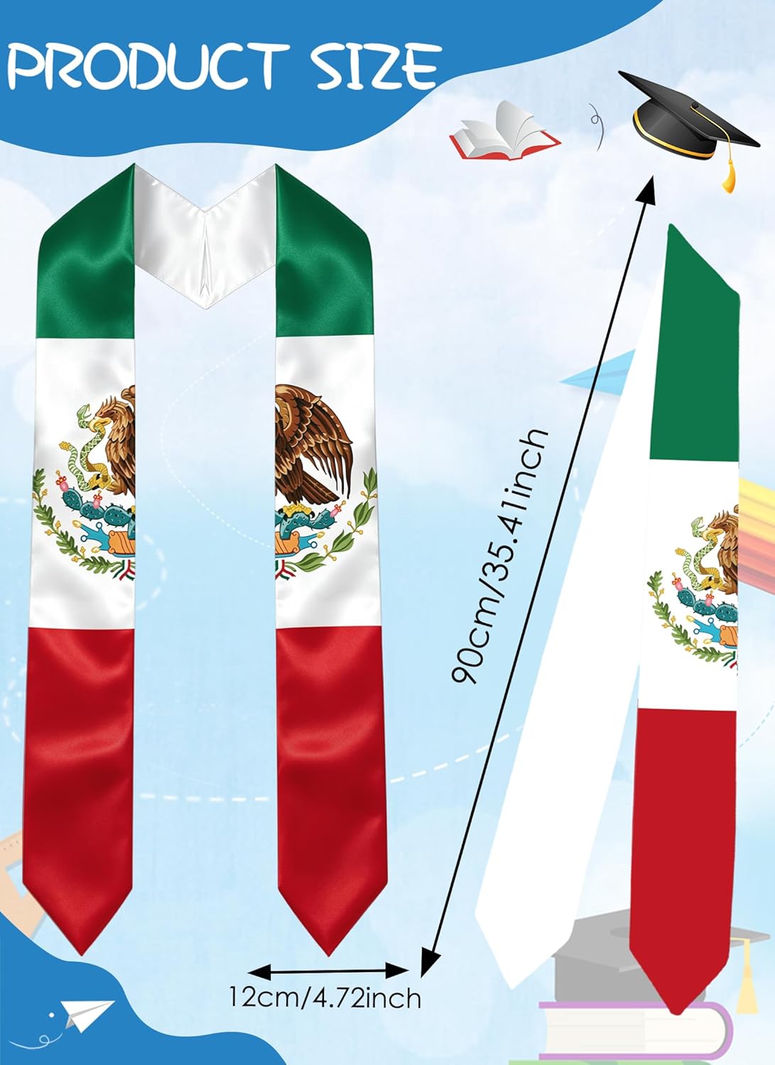Country Flag Graduation Stole with Grad Cap - Generation Stole Class of 2026 for First Generation Student