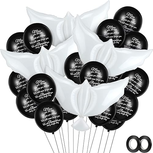 Miniatura 13 de Skylety 36 Piezas de Globos Conmemorativos para Liberar en el Cielo, Globos de Paloma de Paz en Memoria, Globos de Helio para Funeral, Condolencia,