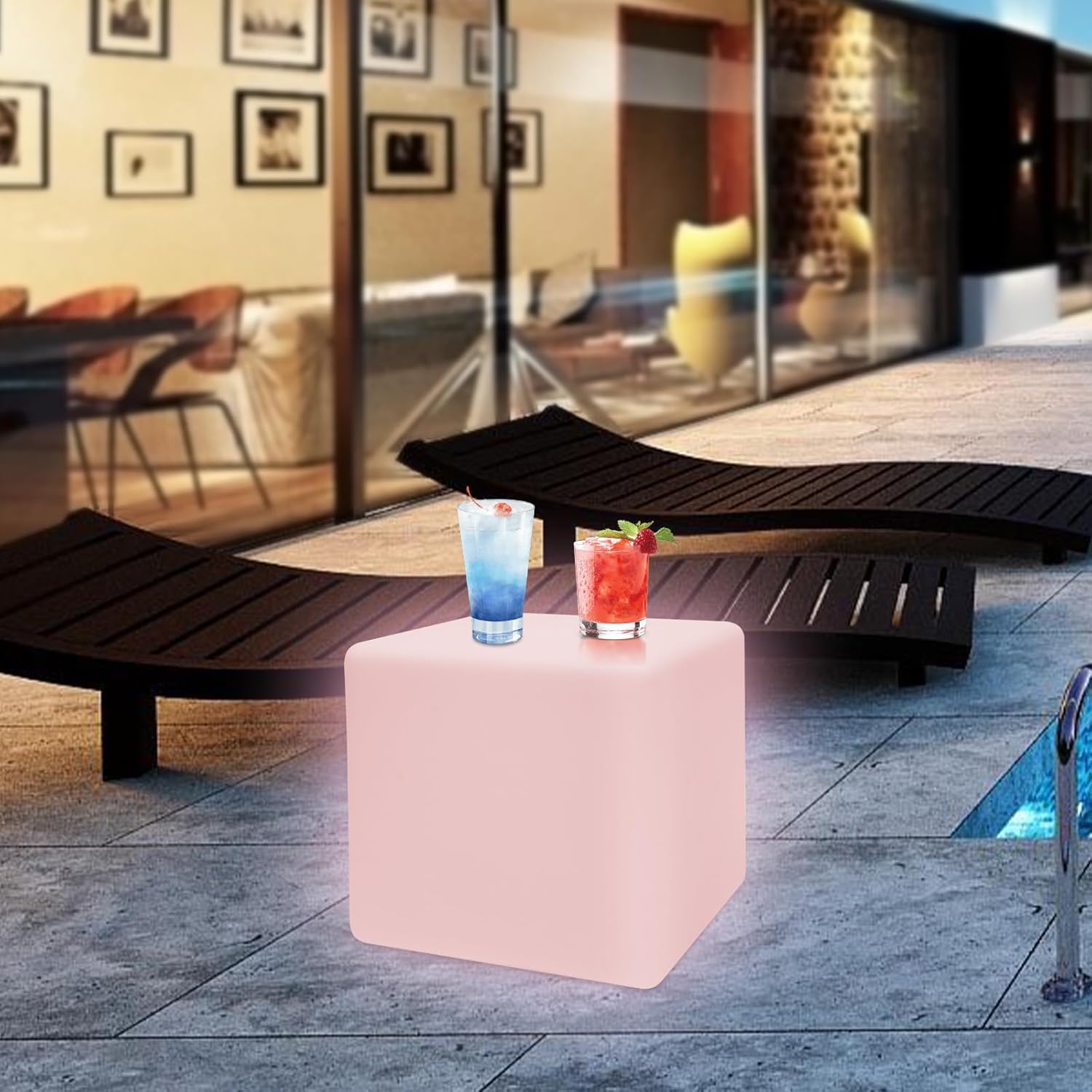 16" Inch LED Light Cube Stools Chair w/Remote Control RGB 16 Colors Rechargeable