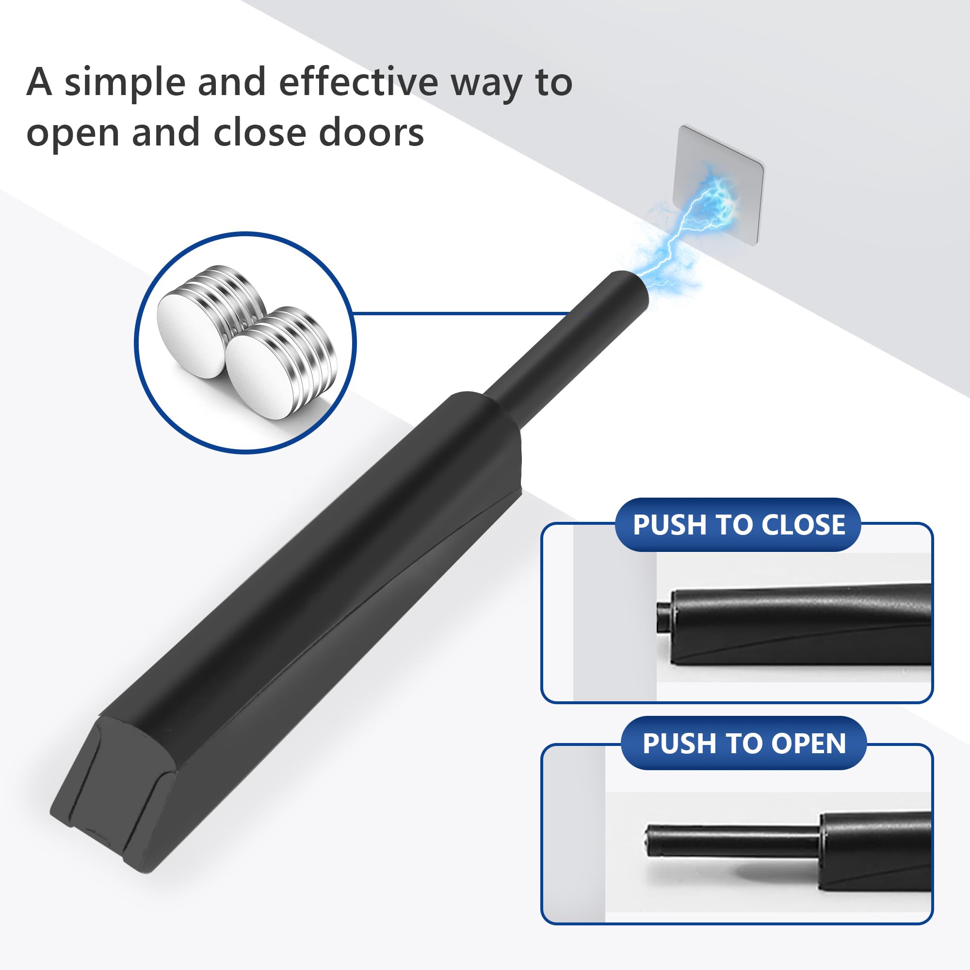 4 Pezzi Push Pull per Ante Apertura a Pressione Ante Chiusura Magnetico Pressione Home Push to Open Custodia in Alluminio Chiusura Push Pull Ante per Mobile Apertura Pressione Sistema