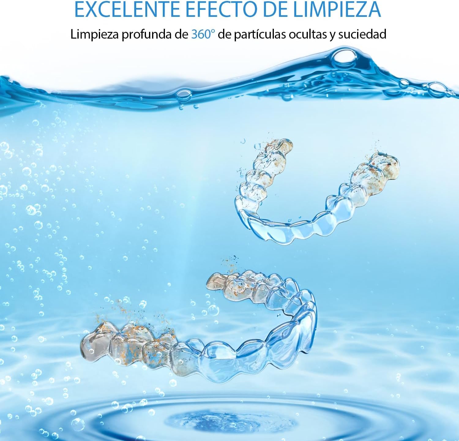Limpiador Ultrasonidos, 50.000 Hz Limpiador Ferula Dental, 250 ml Ultrasonidos Limpieza, Ultrasonic Cleaner con 6 Lámparas UV para Retenedor, Fundas, Retainer, Dientes Postizos, Plata Joyas