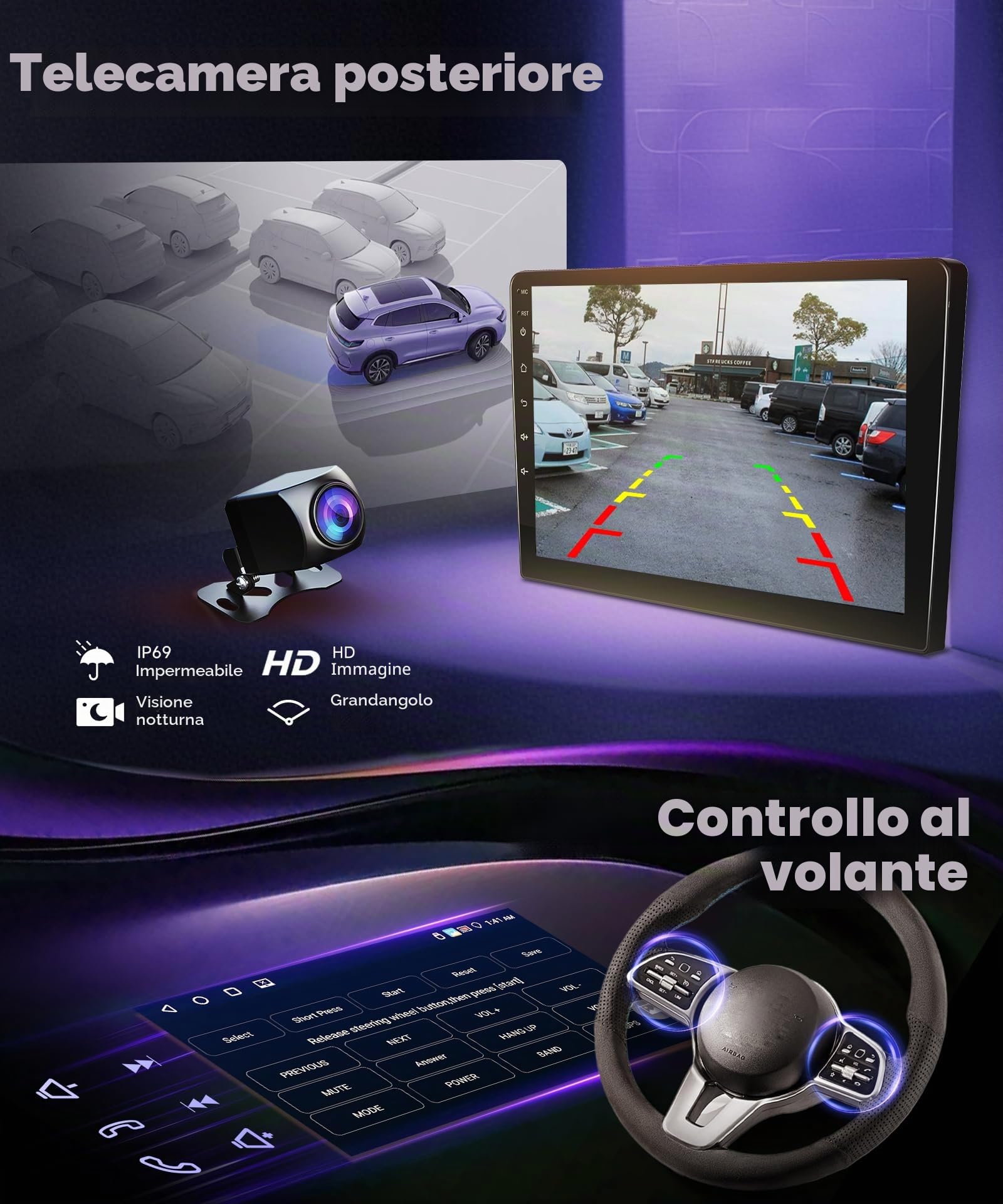 4G 64G VECHTEL 9"Autoradio Bluetooth per VW Magotan/CC Passat B7/B6 2010-2015 Carplay Android Auto,DSP EQ,1280 * 720,Wifi GPS Navi,Mirror link,RDS/FM Radio 2 din con Retrocamera AHD