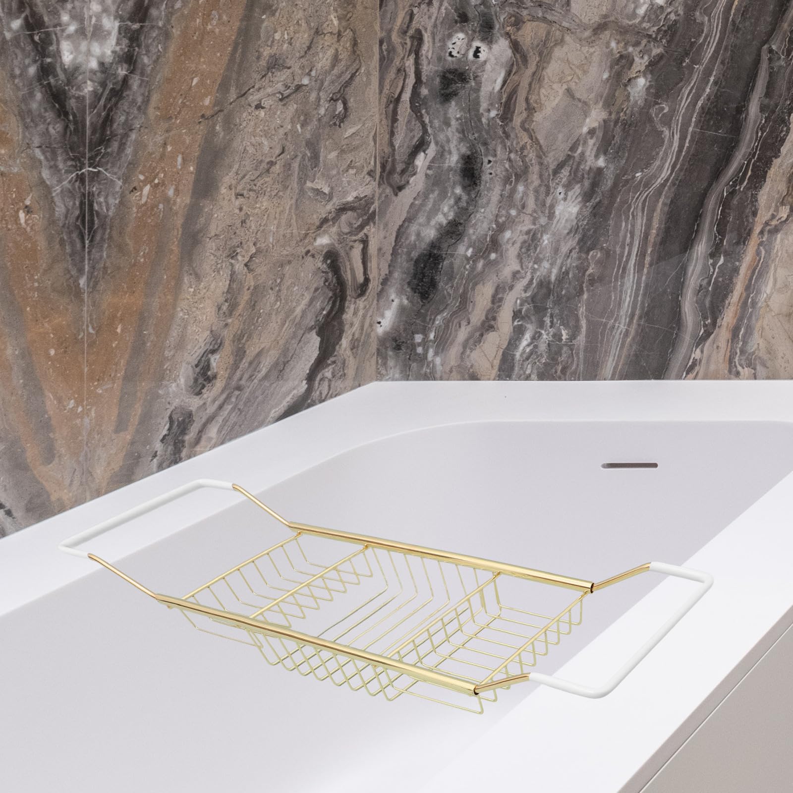 Mensola Telescopica Supporto Regolabile Antiscivolo in Acciaio Inossidabile e Accessori per Vasca da Bagno per Bagno per Momenti di Benessere nella Vasca