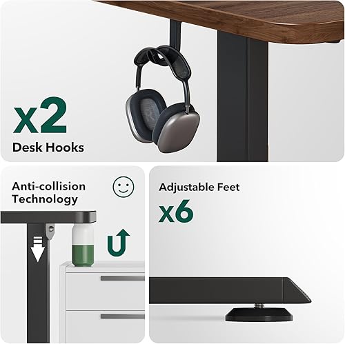 Miniatura 7 de BANTI Escritorio de pie en forma de L, escritorio de pie ajustable de esquina de 63 x 55 pulgadas con estación de carga, mesa de pie en forma de L