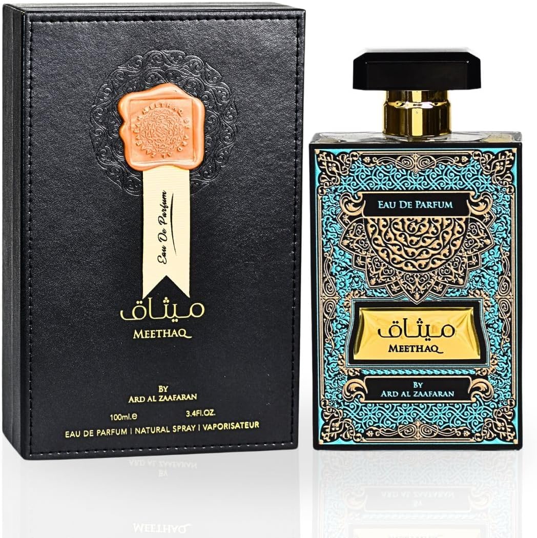 Ard Al Zaafaran Meethaq Eau De Parfum Men Spray 100ML (3.4 OZ) Arabian Perfume for Men Luxurious And Captivating Fragrance Long Lasting Perfume For Men The Unique Essence of Arabian Heritage