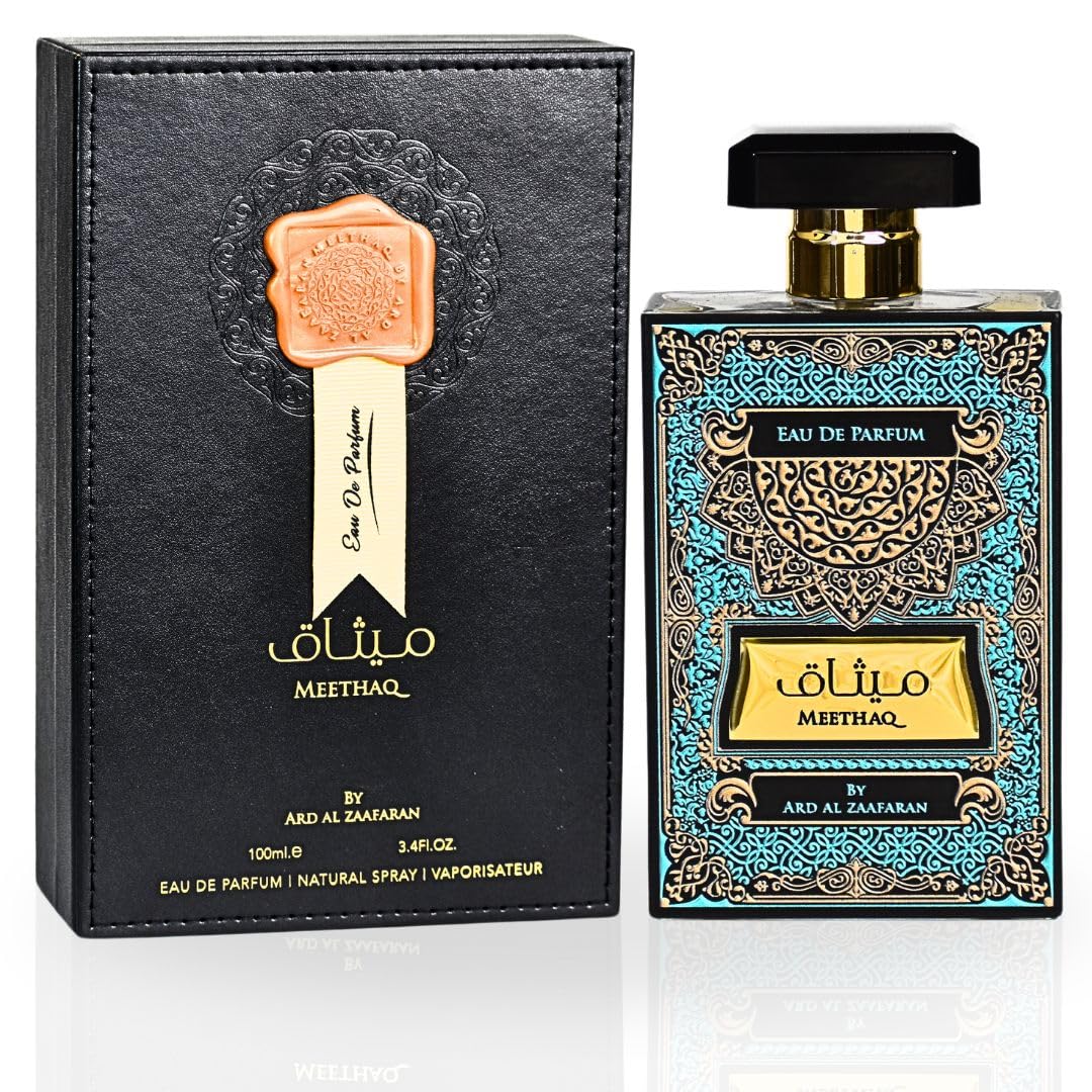 Ard Al Zaafaran Meethaq Eau De Parfum Men Spray 100ML (3.4 OZ) Arabian Perfume for Men Luxurious And Captivating Fragrance Long Lasting Perfume For Men The Unique Essence of Arabian Heritage