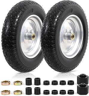 MZREXN 14.5" Flat-Free Wheelbarrow Tire and Wheel 4.00-8" Solid Tire