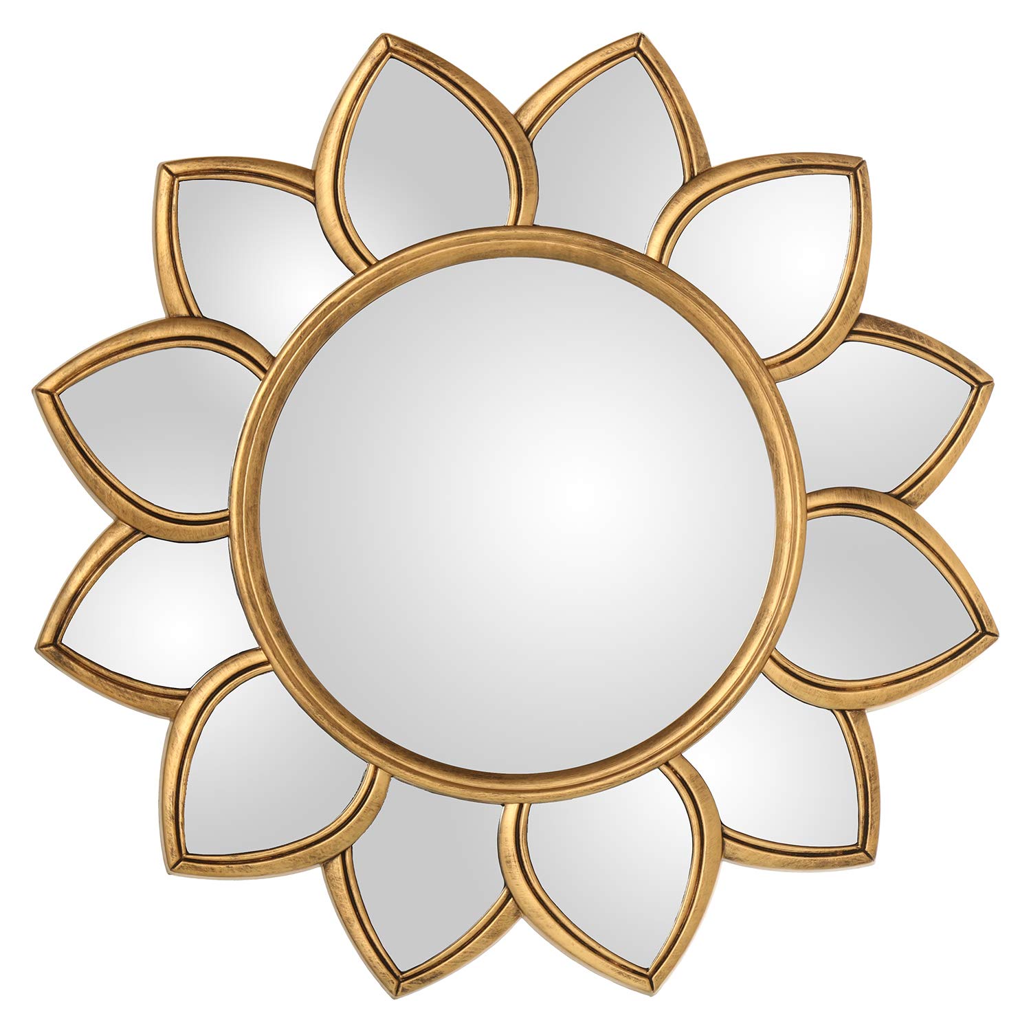 Miroir fleur en résine dorée 66cm miroir mural rond salon chambre