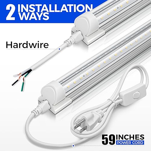 Miniatura 7 de Barrina Luz LED de tienda de 8 pies, 72 W, 10000 lúmenes, 6500 K, luces de tubo LED enlazables de cubierta transparente, lámpara T8 integrada, luces