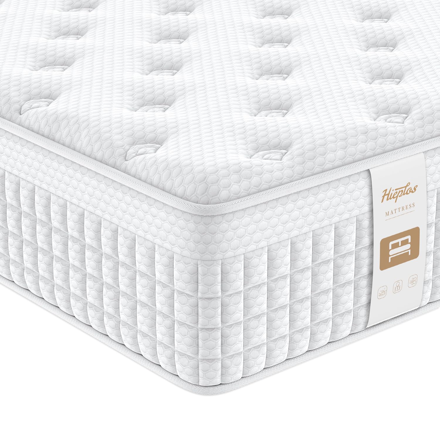 Materasso 120 x 200 cm, altezza 28 cm, durezza H3 H4, materasso a molle insacchettate a 9 zone, con schiuma confortevole, materasso ergonomico ortopedico, certificato Öko-TEX e CertiPUR