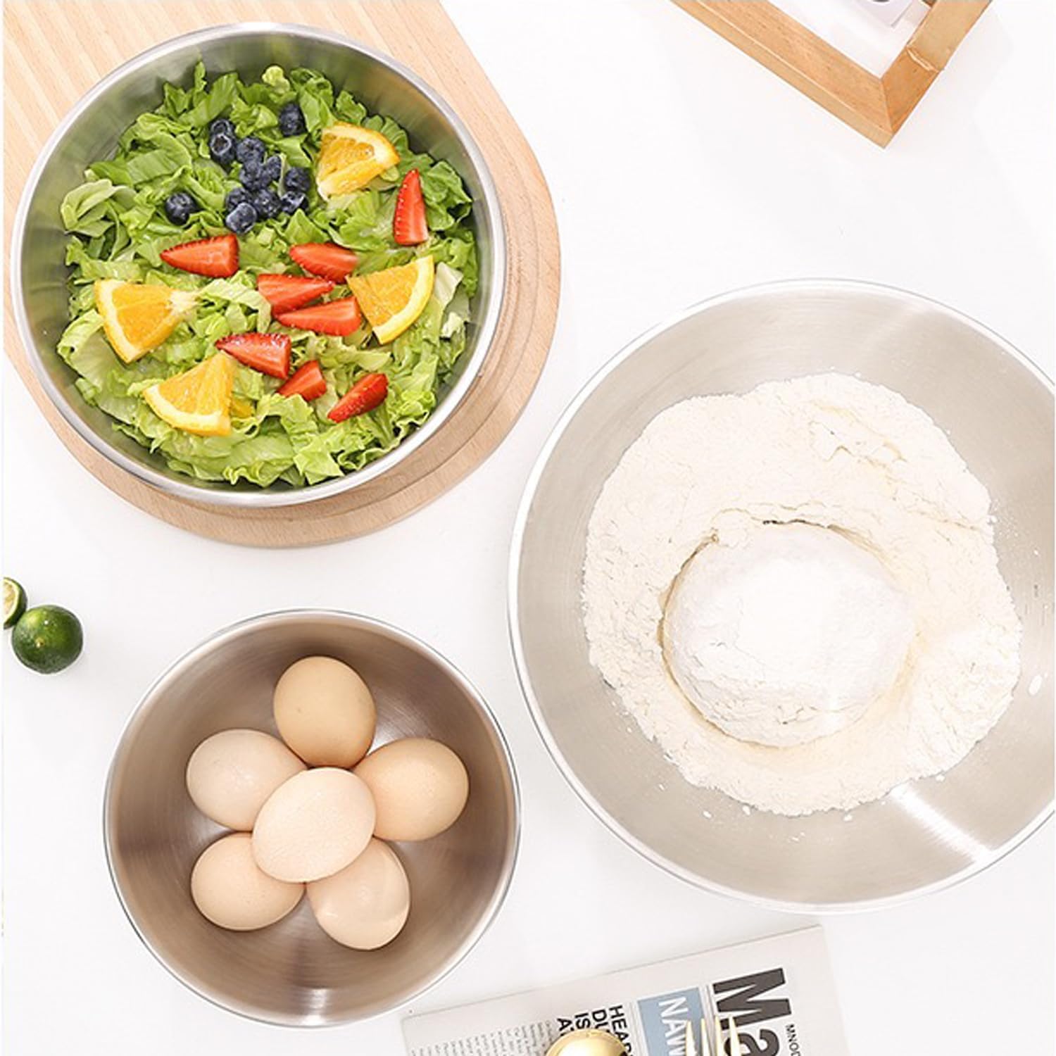 WANBY Stainless Steel Bowls 8 Pcs Metal Lightweight Unbreakable 28Oz Dinner Bowls Set Non-Toxin Dishwasher Safe BPA Free and Healthy