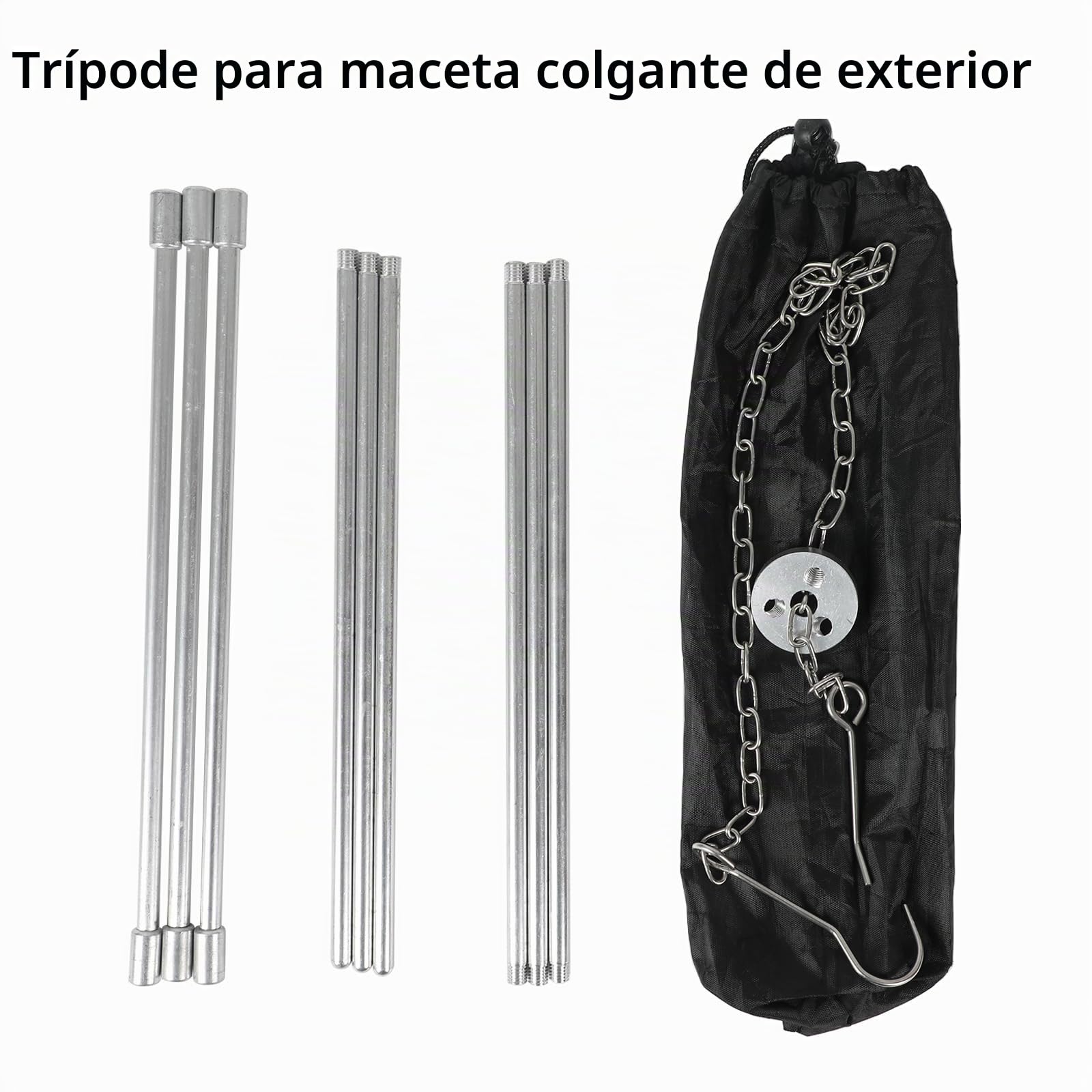 Estructuras telescópicas para barbacoa de tres patas, trípode para barbacoa, juego de trípode plegable para fogatas, parrilla para camping, barbacoa colgante, trípode de camping con cadena y gancho