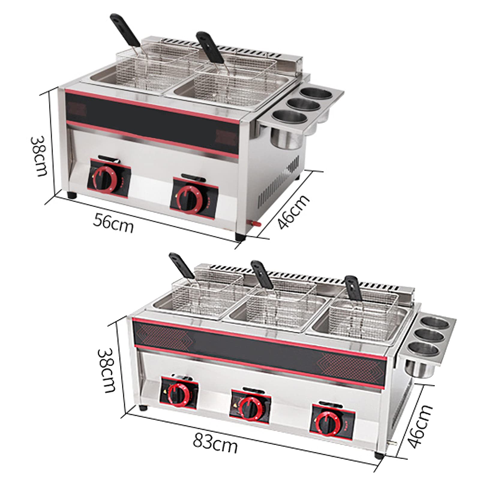 Deep Fryer Friggitrice a Gas Professionale, friggitrice a Gas 12L/18L Serbatoio in Acciaio Inox Friggitrice per Patatine di Pollo con Paletta per cestello per Ristorante Commerciale Cucina Domestica