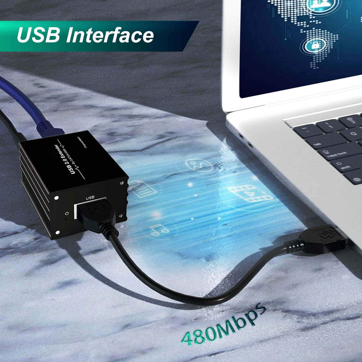 Estensore USB 2.0 su RJ45 - Supporta tutti i sistemi operativi Cat5e/6 fino a 250 piedi - 1 porta USB 2.0